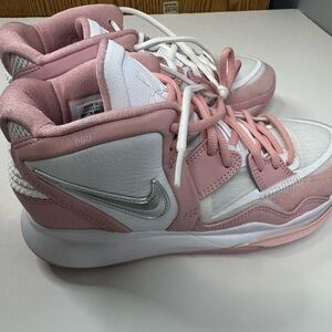 Nike Kyrie Infinity Pink and White Sneakers with Silver Swoosh